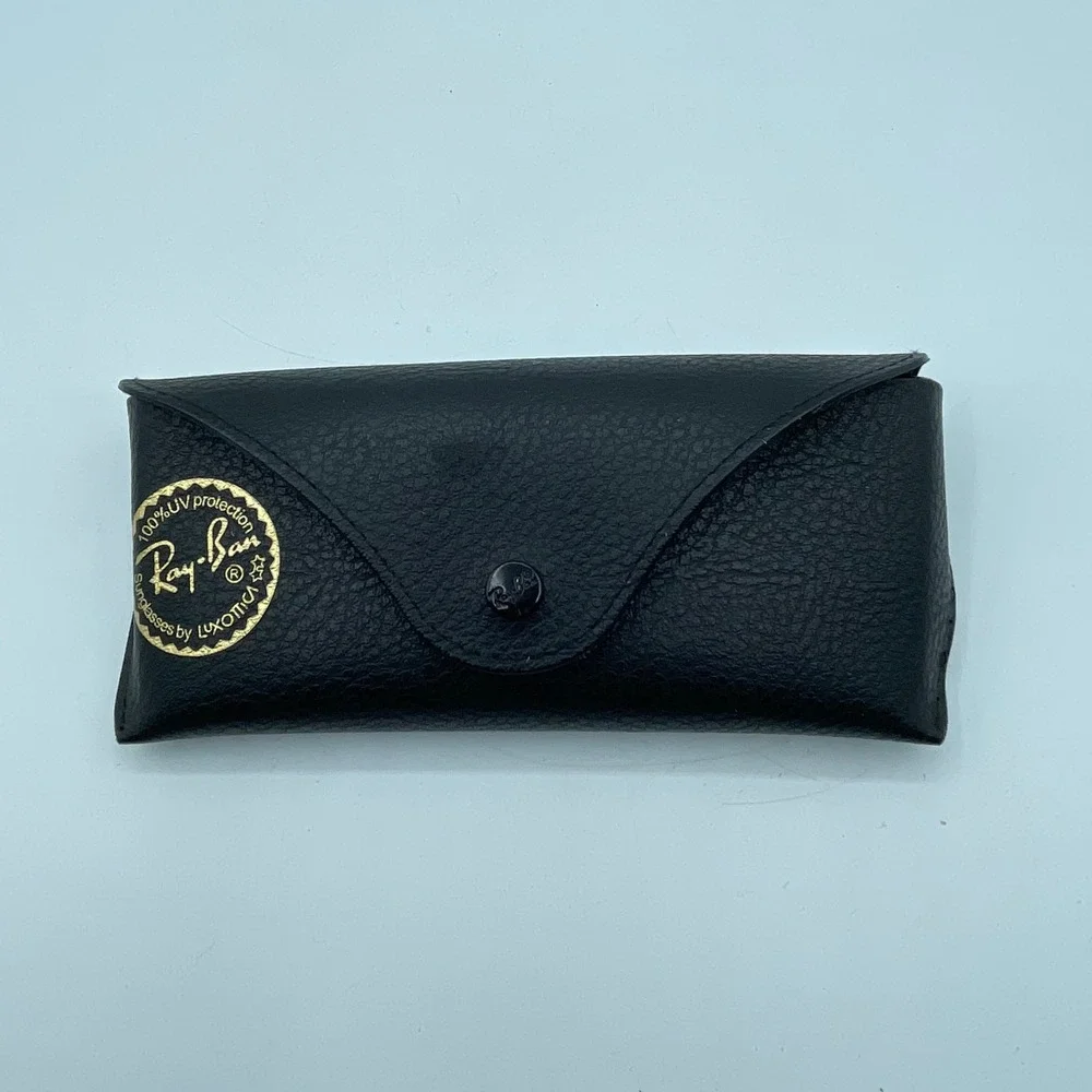 Ray Ban Sunglasses Case Black Faux Leather 100‎ UV Protection Snap Closure